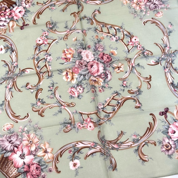 Ralph Lauren Basket Floral Scarf in Green and Pink - Picture 8 of 10